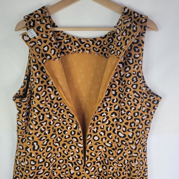 Leopard Print Pink And Mustard Sleeveless Pencil Dress - Picture 7 of 11